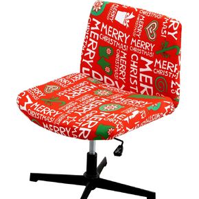 Armless Office Chair Cover Criss Cross Chair Slipcover Protectors Stretchable Removable Wide Seat Chair Cover Mid Back Computer Desk Vanity Accent Chair Covers (Black & Blue)
