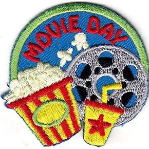 "MOVIE DAY" - POPCORN - ENTERTAINMENT - Iron On Embroidered Patch
