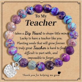 Teacher Appreciation Gifts for Women, Graduation Gift for Him Her, Natural Stone Bracelets, Class of 2025