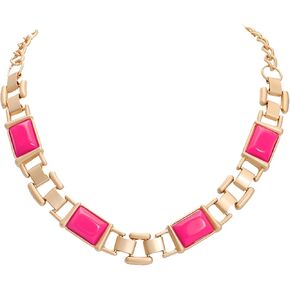 Firstmeet Vintage Resin Rhinestone Netclace Square على شكل طوق بلوري أنيق للنساء
