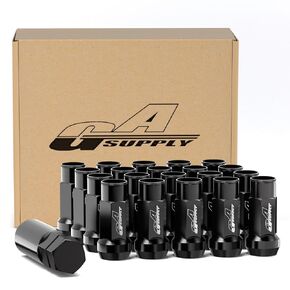GAsupply M14x1.5 Extended Open End Lug Nuts Black, 1.9" 48mm Tall, 17mm Hex, Conical Seat 60 Degree, 20 Pack+1 Lug Nut Lock Key Socket
