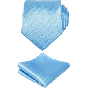 Alizeal Mens Solid Color Tie with Pocket Square 3.15inches Necktie Set