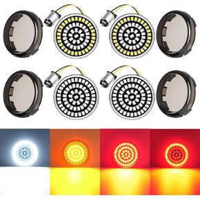 PBYMT 2 inch LED Turn Signals, 60 LEDs Front Rear Turn Signals Running Brake Light Kit with 4 Smoked Lens Cover Fit for Harley Davidson Touring Sportster Iron 883 Softail Dyna 1986-2024
