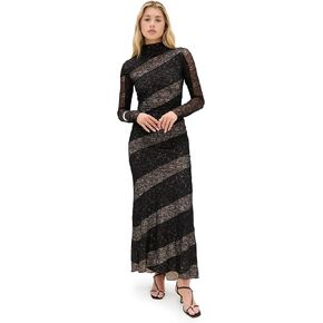 Alice + Olivia Women's Delora الدانتيل الدانتيل فستان رقبة وهمية