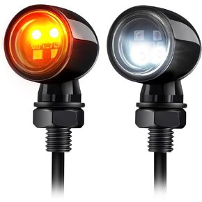 Benlari Motorcycle Bullet Turn Signal Lights, 8mm &10mm Rear Turn Signal Lights, 4 LEDs Red Amber Blinkers Turn Lights Fit for Honda Yamaha Suzuki Kawasaki Harley Chopper Bobber, Gloss Black, 2PCS