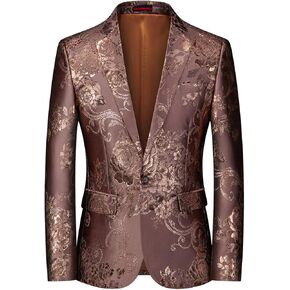 UNINUKOO Mens Suit Jacket Paisley Notch Lapel 1 Button Stylish Funky Party Dinner Tuxedo Blazer Jacket