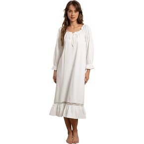 Nanxson Womens Cotton Nightgown Long Sleeve Sleepwear Vintage Victoiran Lace Nightdress Loungewear