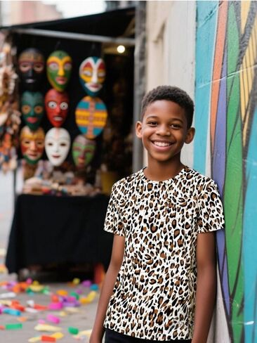 COSLAND Boys' Animal Print T-Shirt Kids Novelty Tee, Small-Large in Kuwait