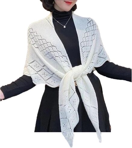 Triangle Knitted Scarf Hollow Out Shawls and Wraps Lightweight Scarves for Year-round in Saudi Arabia