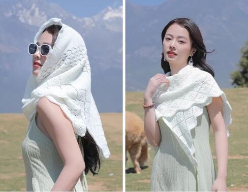 Triangle Knitted Scarf Hollow Out Shawls and Wraps Lightweight Scarves for Year-round in Saudi Arabia