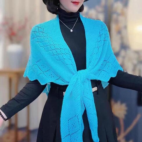 Triangle Knitted Scarf Hollow Out Shawls and Wraps Lightweight Scarves for Year-round in Saudi Arabia