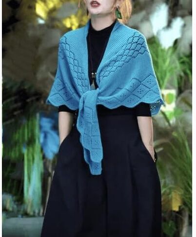 Triangle Knitted Scarf Hollow Out Shawls and Wraps Lightweight Scarves for Year-round in Saudi Arabia