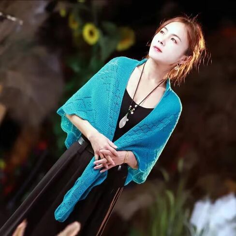 Triangle Knitted Scarf Hollow Out Shawls and Wraps Lightweight Scarves for Year-round in Saudi Arabia