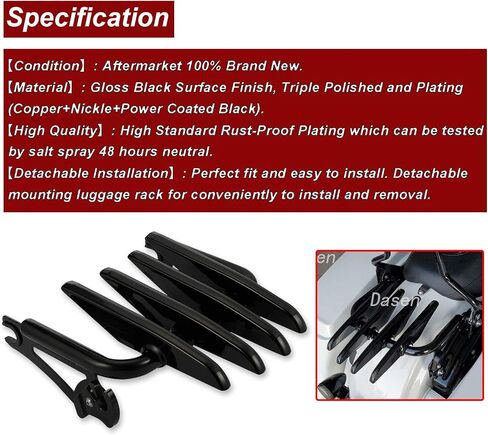 Dasen Stealth Luggage Rack Detachable Compatible with Harley Touring Road King Electra Glide Road Glide Street Glide 2009-2024 Chrome in Saudi Arabia