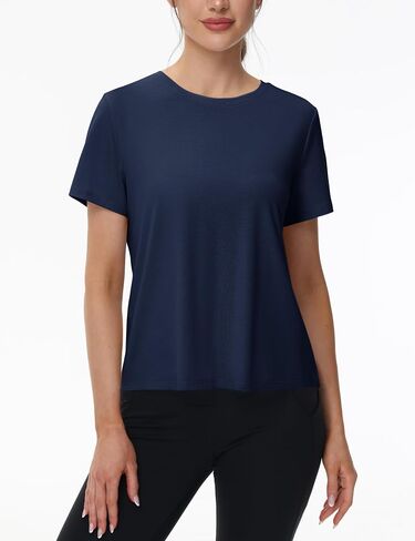 TACVASEN Workout Tops for Women Short Sleeve Cropped Split Back Athletic Shirts Breathable Exercise Running Gym Shirts in Kuwait