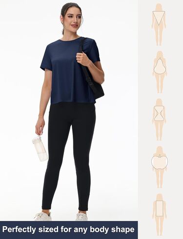 TACVASEN Workout Tops for Women Short Sleeve Cropped Split Back Athletic Shirts Breathable Exercise Running Gym Shirts in Kuwait