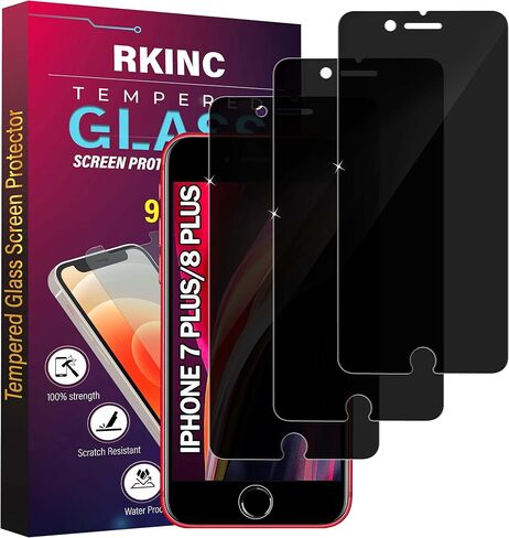 واقي شاشة RKINC [4 عبوات] لهاتف iPhone 7 Plus / 8 Plus، واقي شاشة من الزجاج المقوى، 0.33 مم [مضاد للخدش] [مضاد للكسر] [خالي من الفقاعات] [ضمان مدى الحياة] in Kuwait