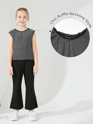 2 Piece Girls Outfits Tie Knot Tops Wide Leg Pants Sets Cap Sleeve Clothes Kids 2025 Summer Cute Suit in Saudi Arabia