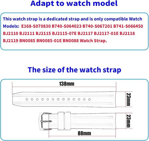 Rubber 23mm Watch Bands Compatible Fit for Citizen Eco-Drive E168 B740 B741-S066450 BJ2110 BJ2111 BJ2115 BJ2117 BJ2118 BJ2119 BN0085 BN0088 Replacement Silicone Watch Strap Wirstband Bracelet with Deployment Buckle For Men and Women in Kuwait