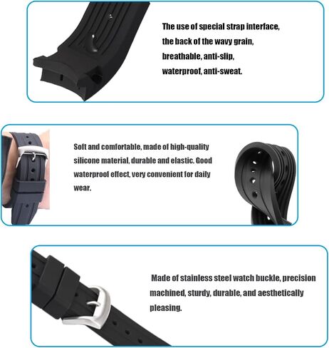 Rubber 23mm Watch Bands Compatible Fit for Citizen Eco-Drive E168 B740 B741-S066450 BJ2110 BJ2111 BJ2115 BJ2117 BJ2118 BJ2119 BN0085 BN0088 Replacement Silicone Watch Strap Wirstband Bracelet with Deployment Buckle For Men and Women in Kuwait
