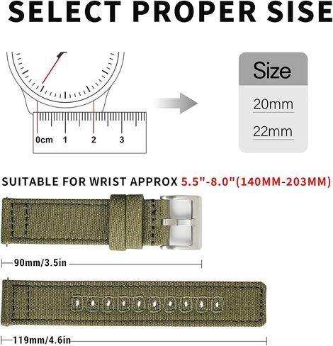 20mm 22mm Watch Straps for Men and Women, Fast Release Sailcloth Watch Bands, Compatible with Most Watches in Saudi Arabia