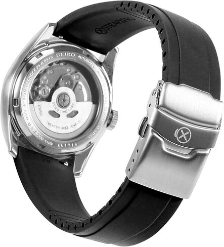 StrapXPro Watch Bands 20mm 22mm - FKM Rubber Watch Strap Replacement Quick Release watchband for Men & Women, Universal Adjustable Cut-to-fit Watchstrap (Black with Silver Clasp) in Kuwait