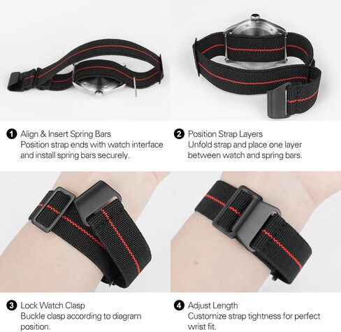 Military Nylon Watch Band 20mm 22mm - 1960s French Paratrooper Inspired Vintage Waterproof Strap, Replacement for Men & Women in Saudi Arabia