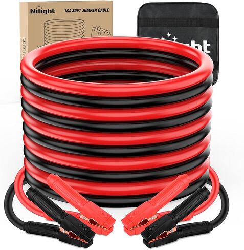 Nilight Jumper Cables for Car Battery 1 Gauge 30 FT Booster Cable Heavy Duty 900 A CCA with Carrying Bag Jump Start Emergency Kit Pickup Truck RV Vans SUV in Saudi Arabia