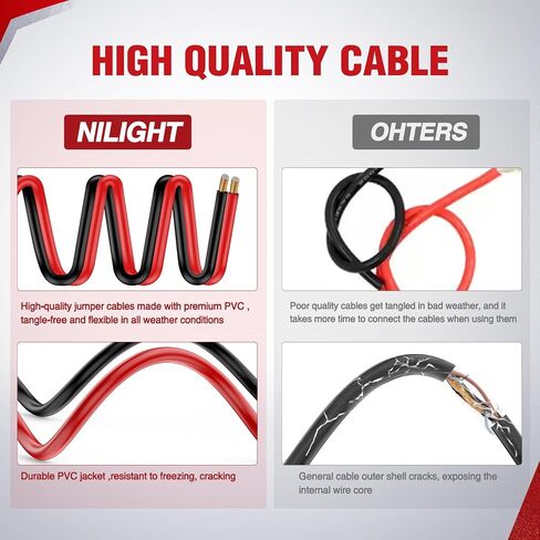 Nilight Jumper Cables for Car Battery 1 Gauge 30 FT Booster Cable Heavy Duty 900 A CCA with Carrying Bag Jump Start Emergency Kit Pickup Truck RV Vans SUV in Saudi Arabia