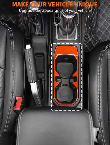 Savadicar Orange Interior Accessories - Cup Holder Trim Cover for 2018-Present Jeep Wrangler JL JLU 4XE & Gladiator JT - Solid Color Interior Decor Upgrade Option, 1-Piece in Saudi Arabia