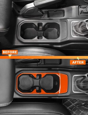 Savadicar Orange Interior Accessories - Cup Holder Trim Cover for 2018-Present Jeep Wrangler JL JLU 4XE & Gladiator JT - Solid Color Interior Decor Upgrade Option, 1-Piece in Saudi Arabia