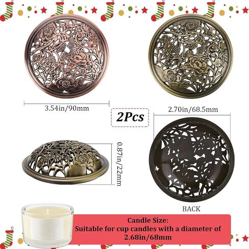 Gorgecraft 2pcs شمعة تغطية أعلى سبيكة سبيكة جولة جرة شموع الغطاء الغطاء الأكمام الظل الأكمام القيقبان مابل شمعة cyan القطرات العليا إكسسوارات للنساء تساعد شموع الجرة في إذابة حرق المساحة بالتساوي in Saudi Arabia