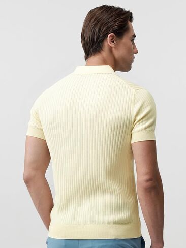 Pure BCI Cotton Short Sleeve Polo Shirts for Men Johnny Collar Sweater High Twist Ribbed Knit Buttonless Top in Saudi Arabia