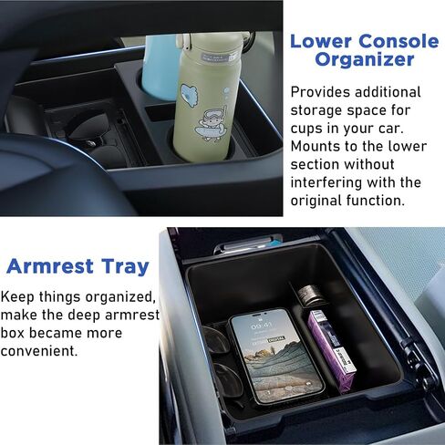 Carwiner 2PCS Center Console Organizer Compatible with 2024 Hyundai Santa Fe Accessories with Armrest Drawer Holder Storage Box in Saudi Arabia