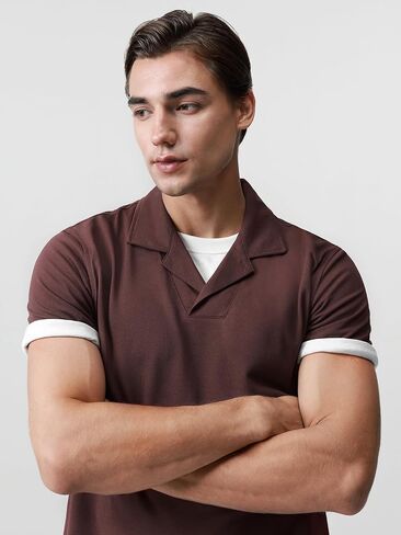 قمصان البولو من طوق المخيم للرجال 195GSM BCI Cotton Blend Pique Short Sleeve HEM مع شريط 3 ألوان in Kuwait
