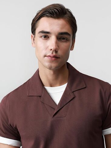 قمصان البولو من طوق المخيم للرجال 195GSM BCI Cotton Blend Pique Short Sleeve HEM مع شريط 3 ألوان in Kuwait
