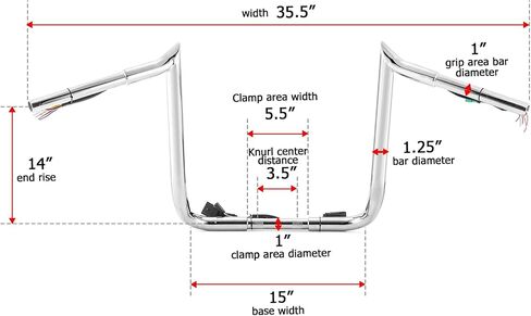 WSays 14 "Rise قبل المقود قبل المقود Bagger Meathook Bar Handlebar متوافق مع Harley Street Glide Electra Glide Ultra Limited 2008-2013 Chrome in Kuwait