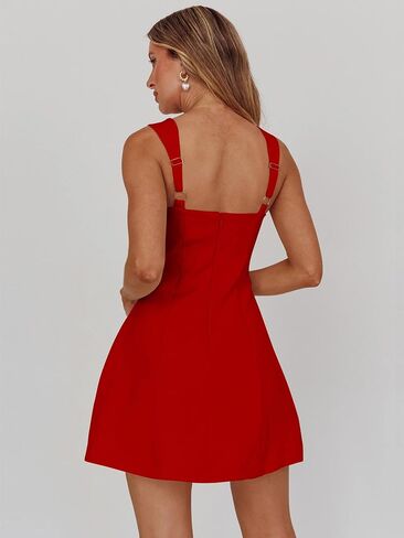 داوينشي للسيدات للسيدات مربع مربع مربع بلا أكمام دبابة أعلى Flare Mini Dress A Line Party Club Dresses in Kuwait