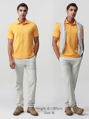 BCI Cotton Blend Pique Polo Shirts for Men Short Sleeve Tops Comfort Split Hem with 3-Color Tape in Kuwait