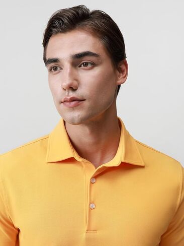 BCI Cotton Blend Pique Polo Shirts for Men Short Sleeve Tops Comfort Split Hem with 3-Color Tape in Kuwait