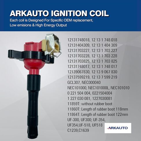 8PCS HIGH ENERGY IGNITION COIL ARK-IG354-R UF354 12131748018 FOR BMW Z8 X5 M5 840Ci 540i 740i 740iL 4.4 4.6 5.0 V8 M50 M52 M54 S52 S50 S62 M62 M73 N62 E46 E36 E39 E38 E31 E53 E85 in Saudi Arabia