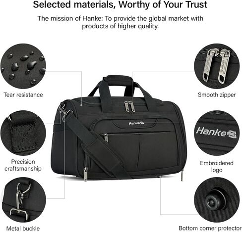 Hanke Foldable Underseat Carry On luggage Bag, Travel Tote Bag for Women & Men, Personal Item Travel Bag Softside Lightweight Luggage Bags for Travel Flight Crew Overnight Weekender Bag.（Black） in Kuwait