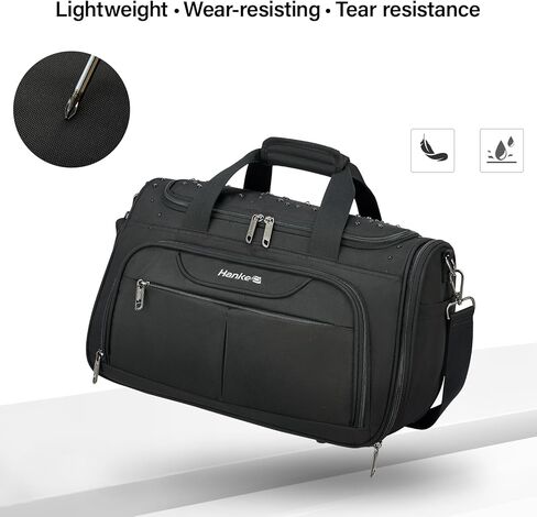 Hanke Foldable Underseat Carry On luggage Bag, Travel Tote Bag for Women & Men, Personal Item Travel Bag Softside Lightweight Luggage Bags for Travel Flight Crew Overnight Weekender Bag.（Black） in Kuwait
