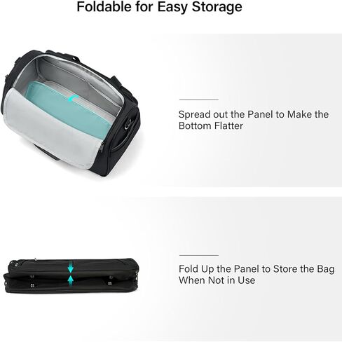 Hanke Foldable Underseat Carry On luggage Bag, Travel Tote Bag for Women & Men, Personal Item Travel Bag Softside Lightweight Luggage Bags for Travel Flight Crew Overnight Weekender Bag.（Black） in Kuwait