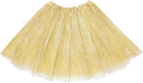 3 Layers Tutus for Women Adult, Classic Elastic Tulle Tutu Skirts Gold Silver Foil Printed Tutu for Party Running in Kuwait
