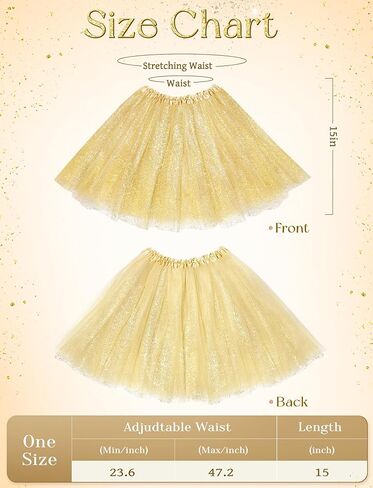 3 Layers Tutus for Women Adult, Classic Elastic Tulle Tutu Skirts Gold Silver Foil Printed Tutu for Party Running in Kuwait