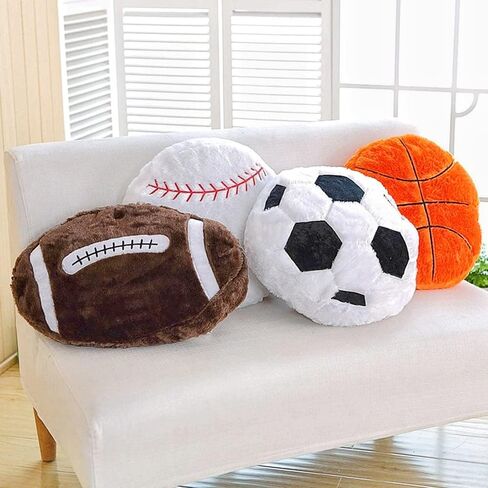 XIYUAN18inch Football Sports Pillow Plush Stuffed Sports Balls Soccer Toy Fluffy Durable Throw Pillow Cushion Sofa Room Decoration Soft Sports Toy Gift (Black/White) in Kuwait