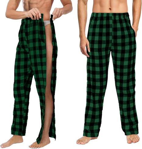 Unisex Tearaway Pajamas Post Surgery Recovery Tear Away Pants 2 Side Snap Open Bottom Loose Fit Pants with Pockets in Kuwait