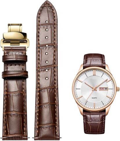 Quick Release Genuine Leather Deployment Watch Band Italian Alligator Grain Embossed Calfskin Leather 14mm to 24mm Luxury Business Casual Universal Replacement Strap Men Women in Kuwait