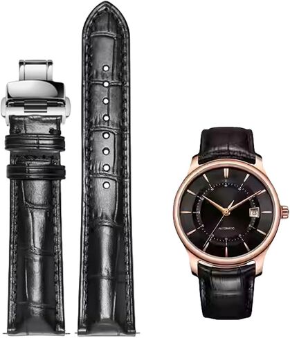 Quick Release Genuine Leather Deployment Watch Band Italian Alligator Grain Embossed Calfskin Leather 14mm to 24mm Luxury Business Casual Universal Replacement Strap Men Women in Kuwait